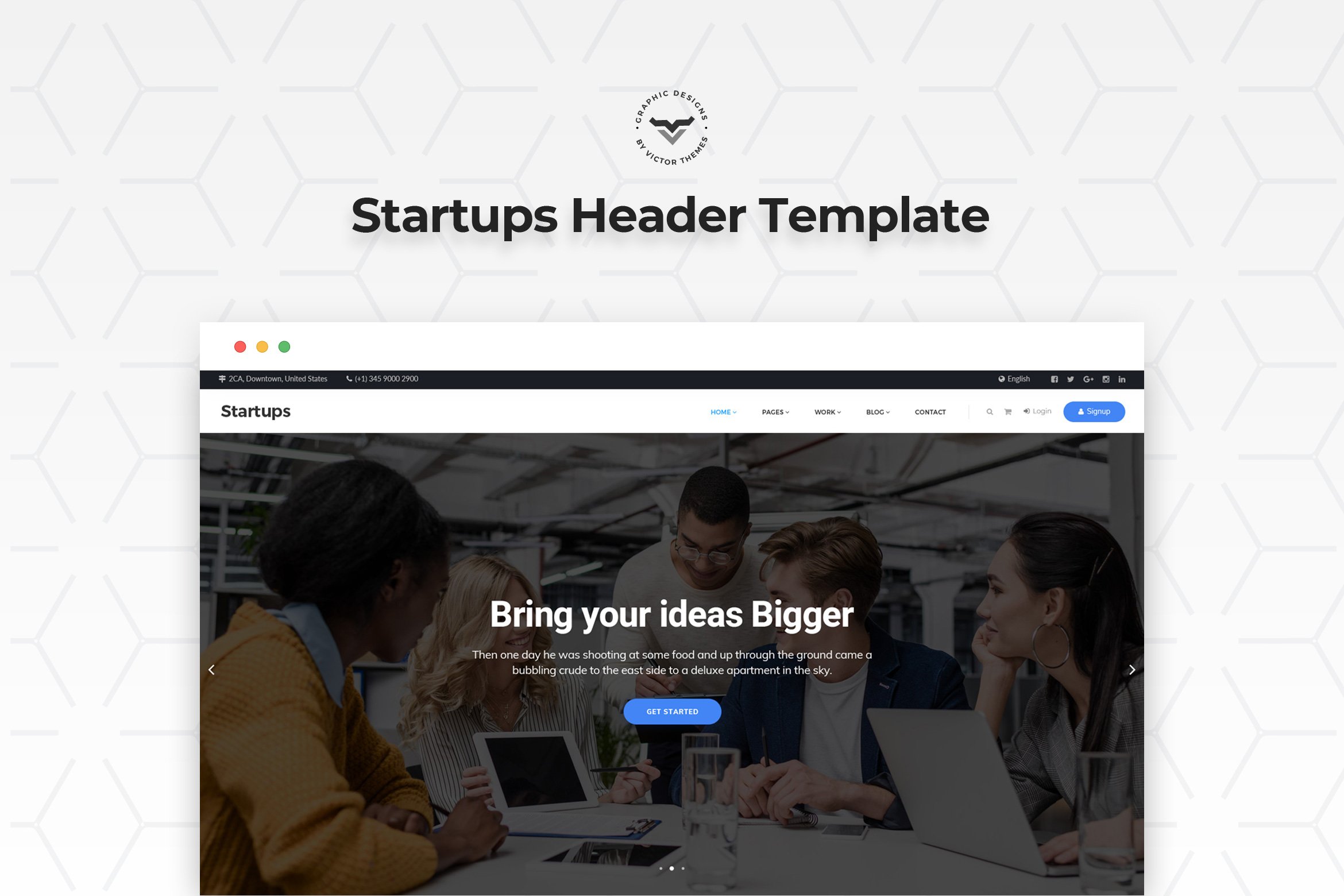 Startup Header PSD Templates