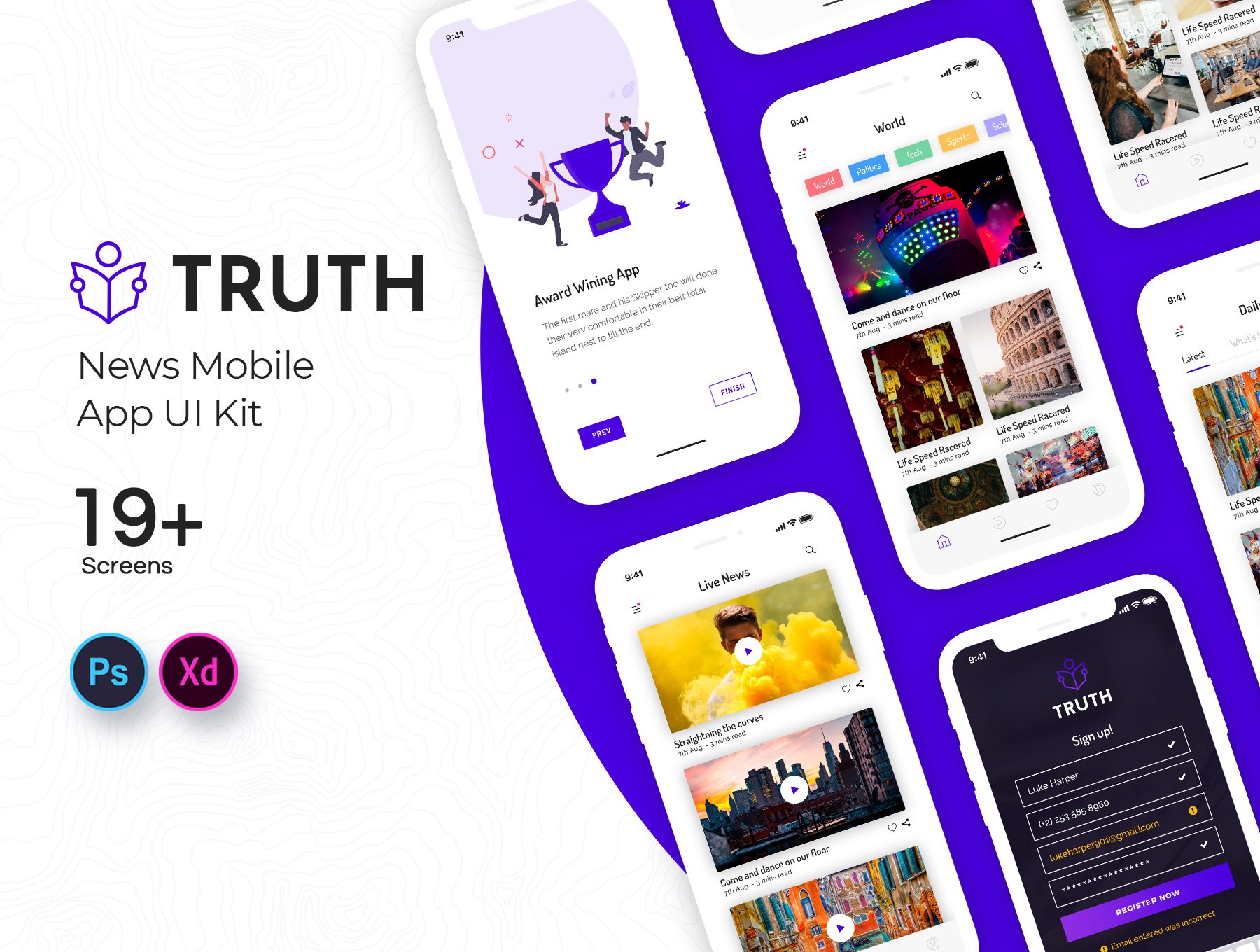 Truth: News Mobile App UI Kit