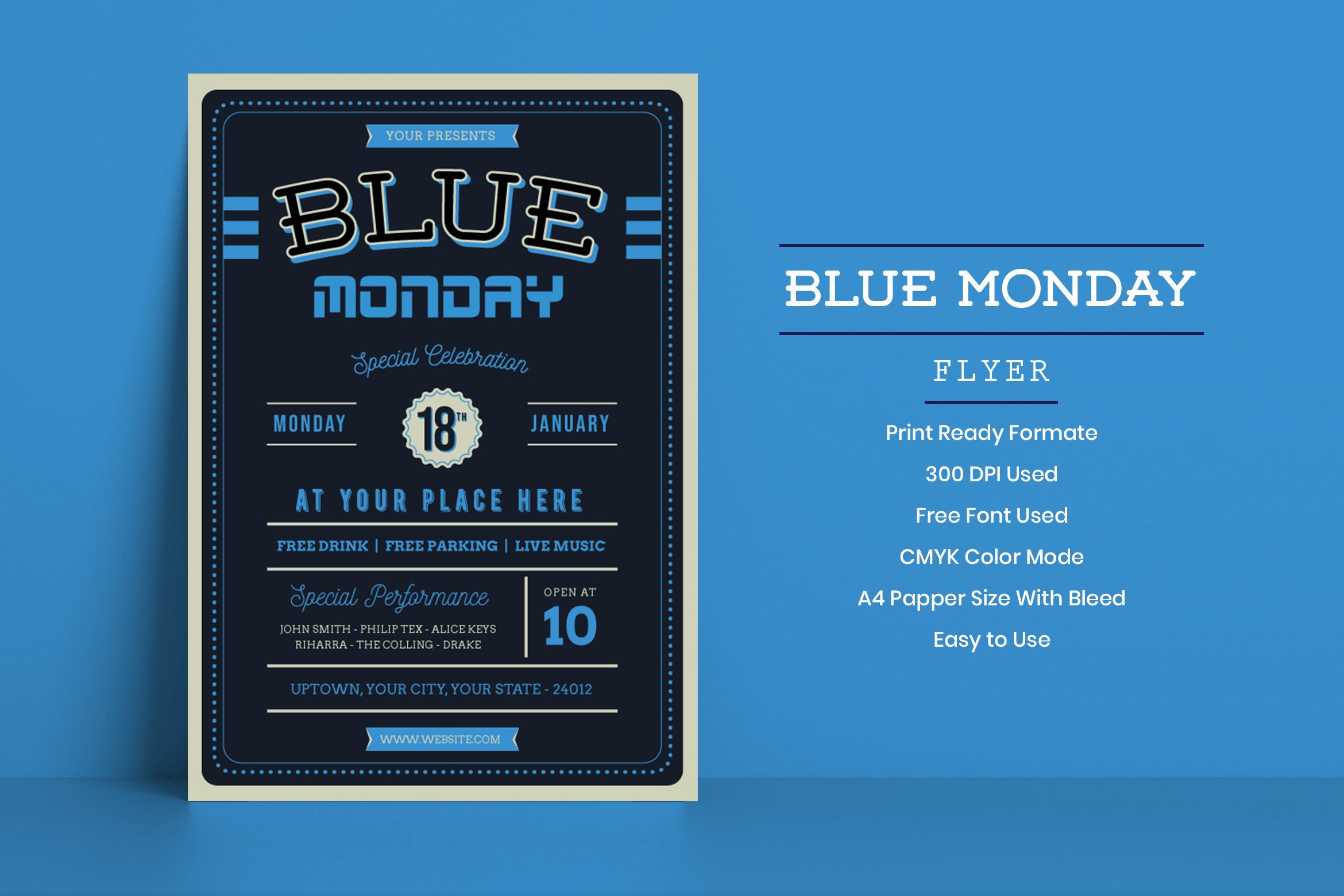 Blue Monday Flyer Template