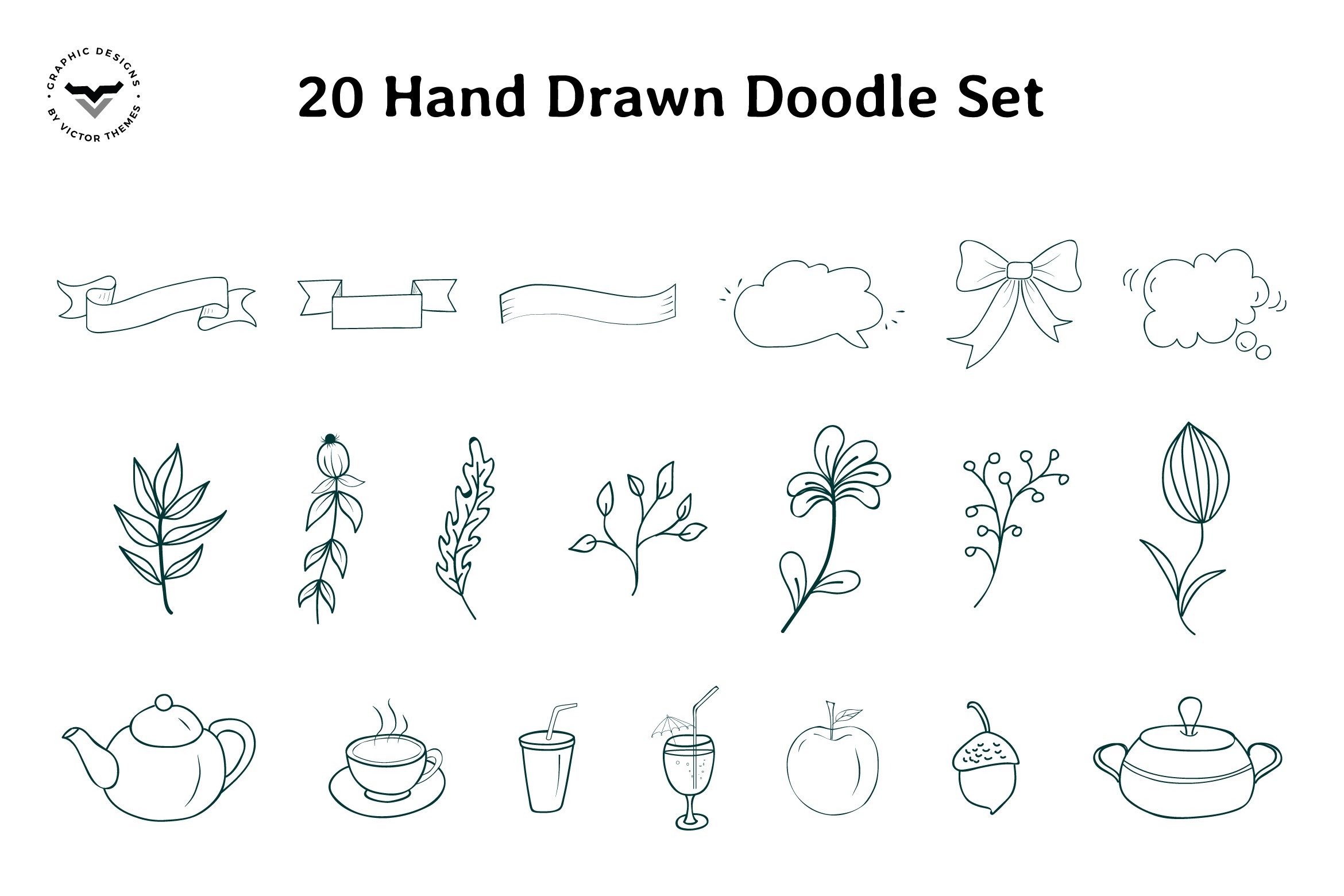 Sign In Hand Drawn Doodle Set