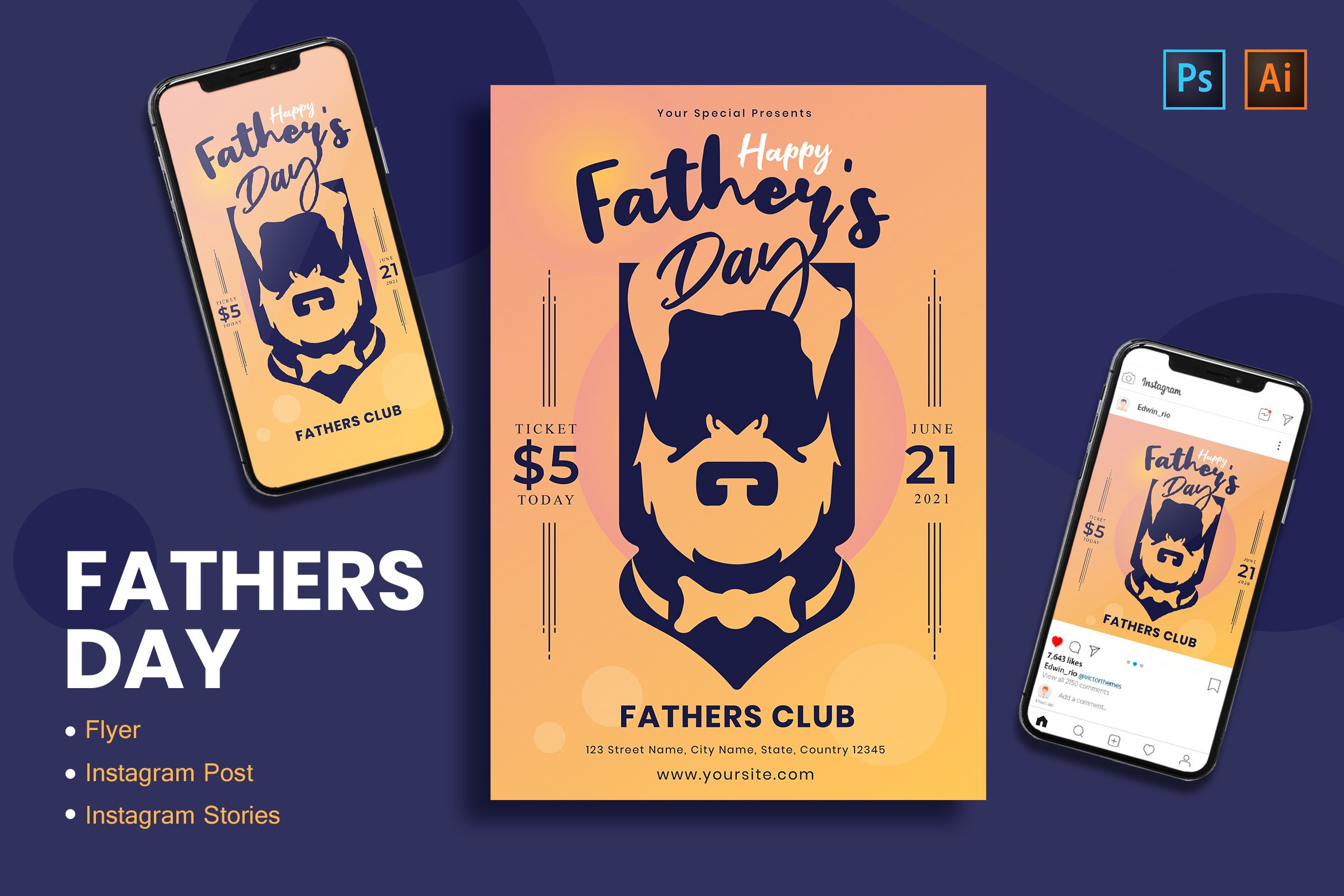 Fathers Day Flyer, Instagram Post & Stories