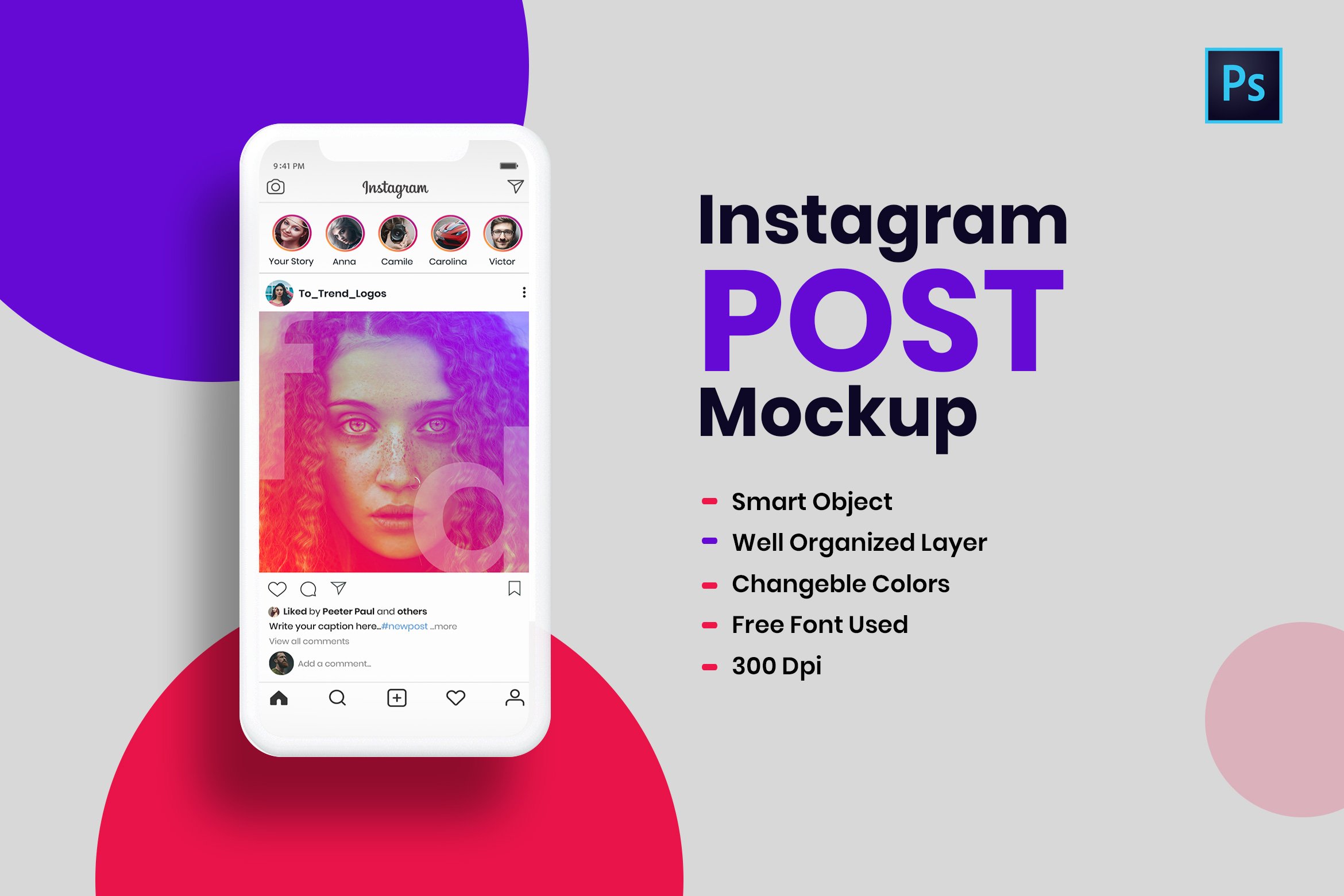 Instagram post Screen PSD Mockup