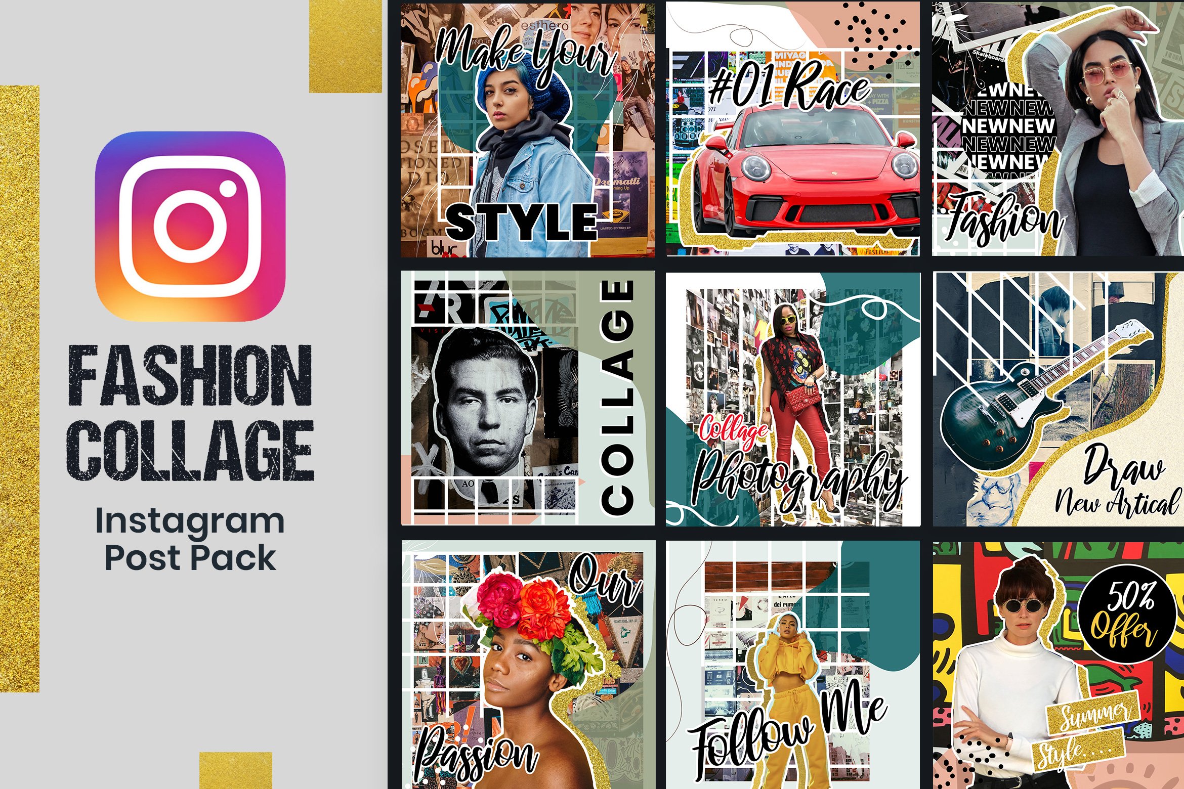 Fashion Collage Style Instagram Post Template