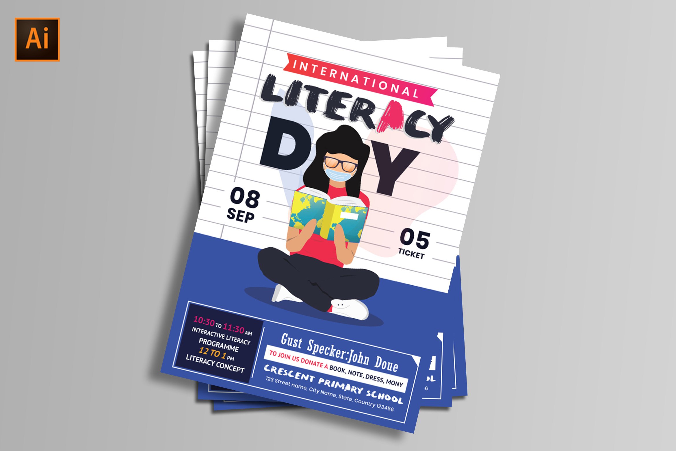 International Literacy Day Flyer Template