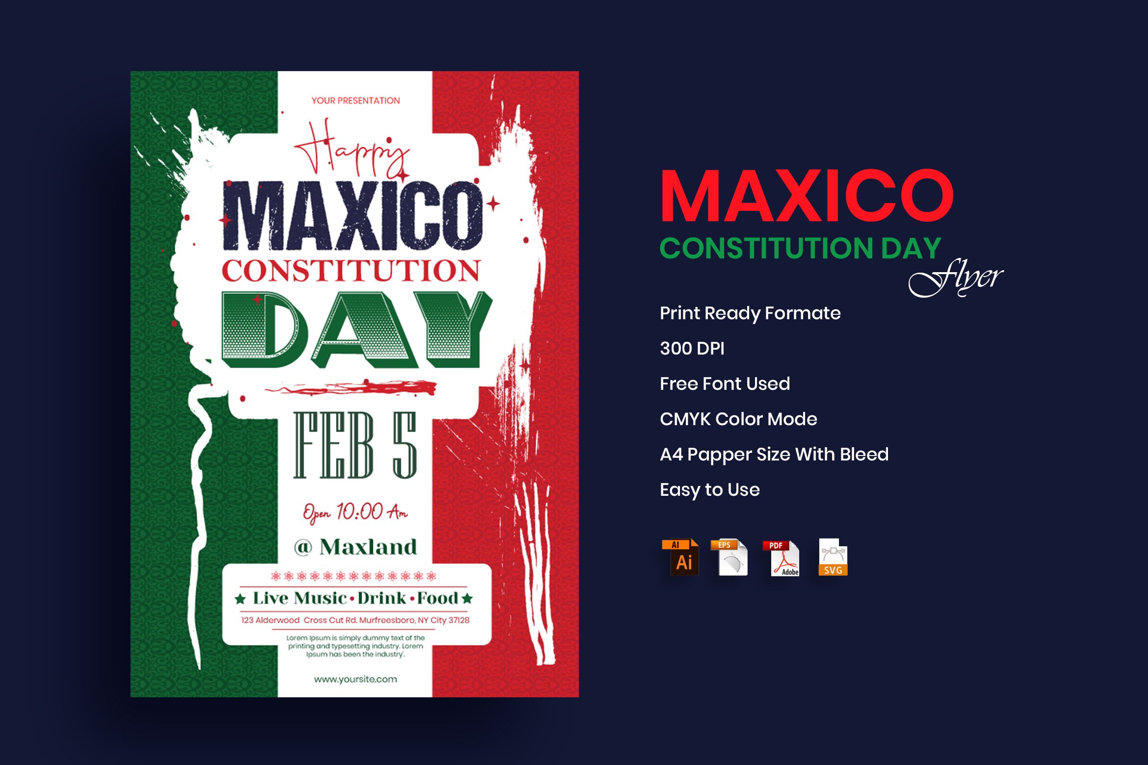 Mexico Constitution Day Flyer Template