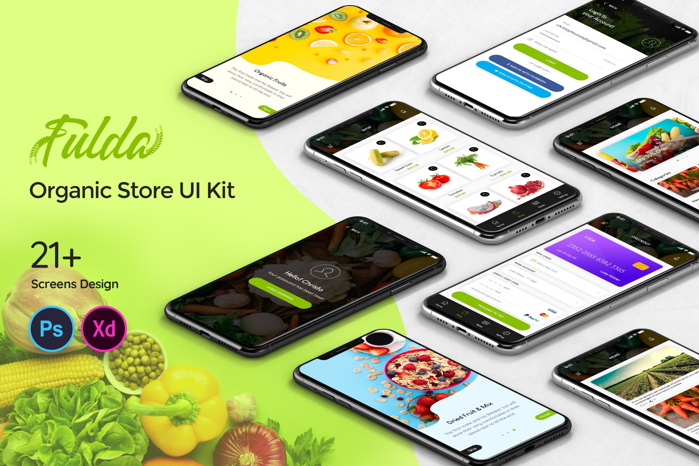 Fluda Organic Store Mobile App UI Kit