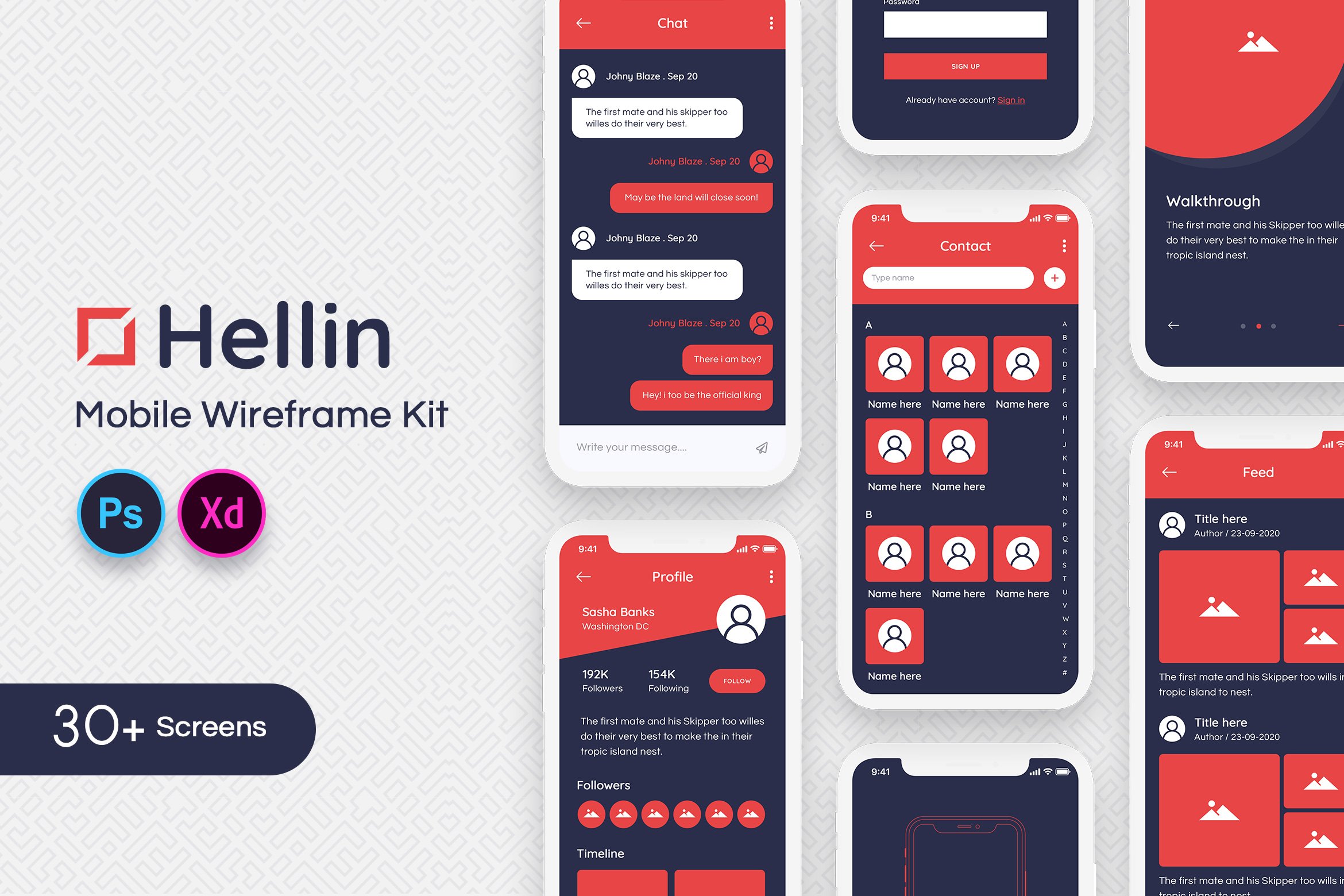 Hellin Mobile Wireframe Kit