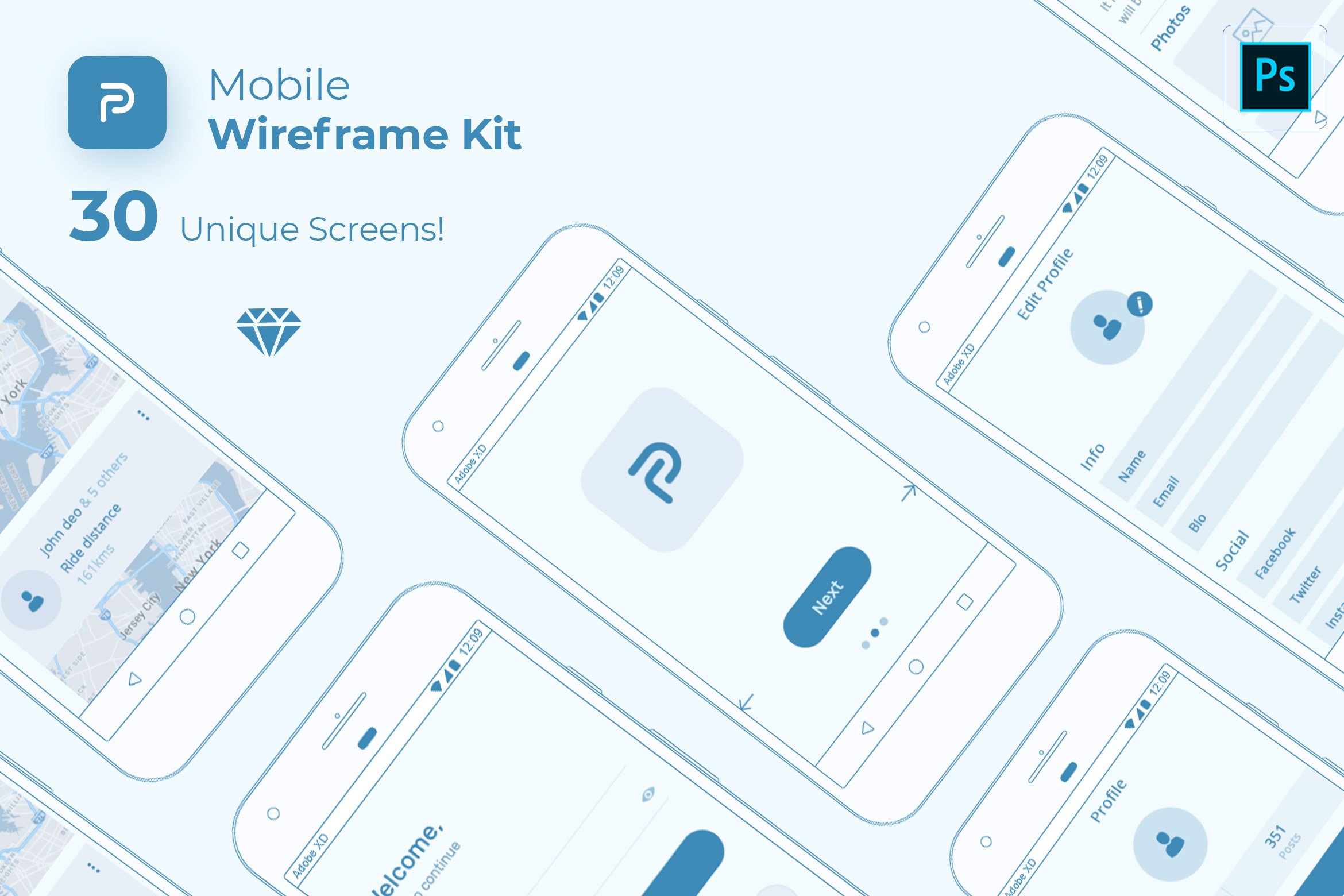 Pride Mobile Wireframe Kit