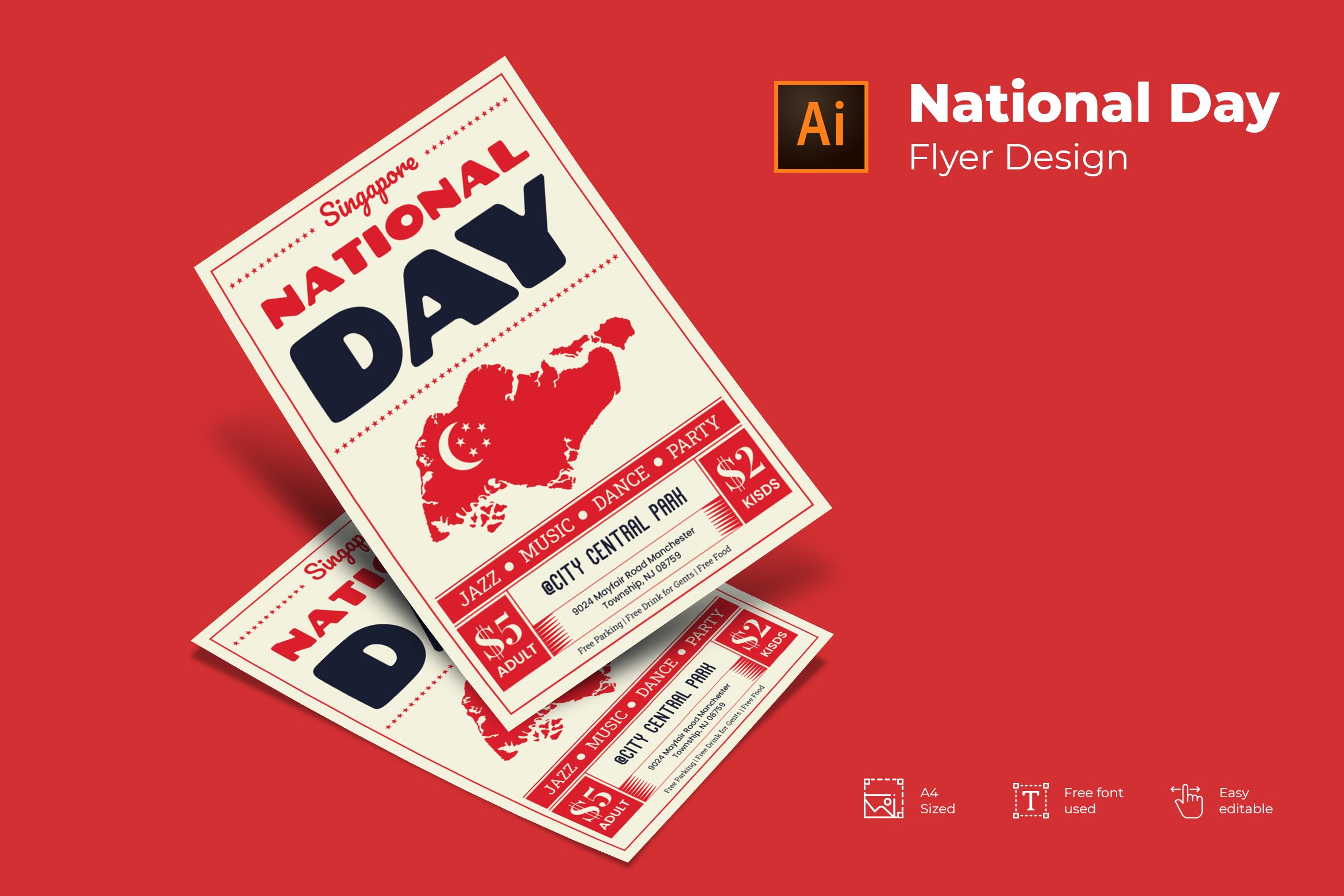 Singapore National Day Flyer Template