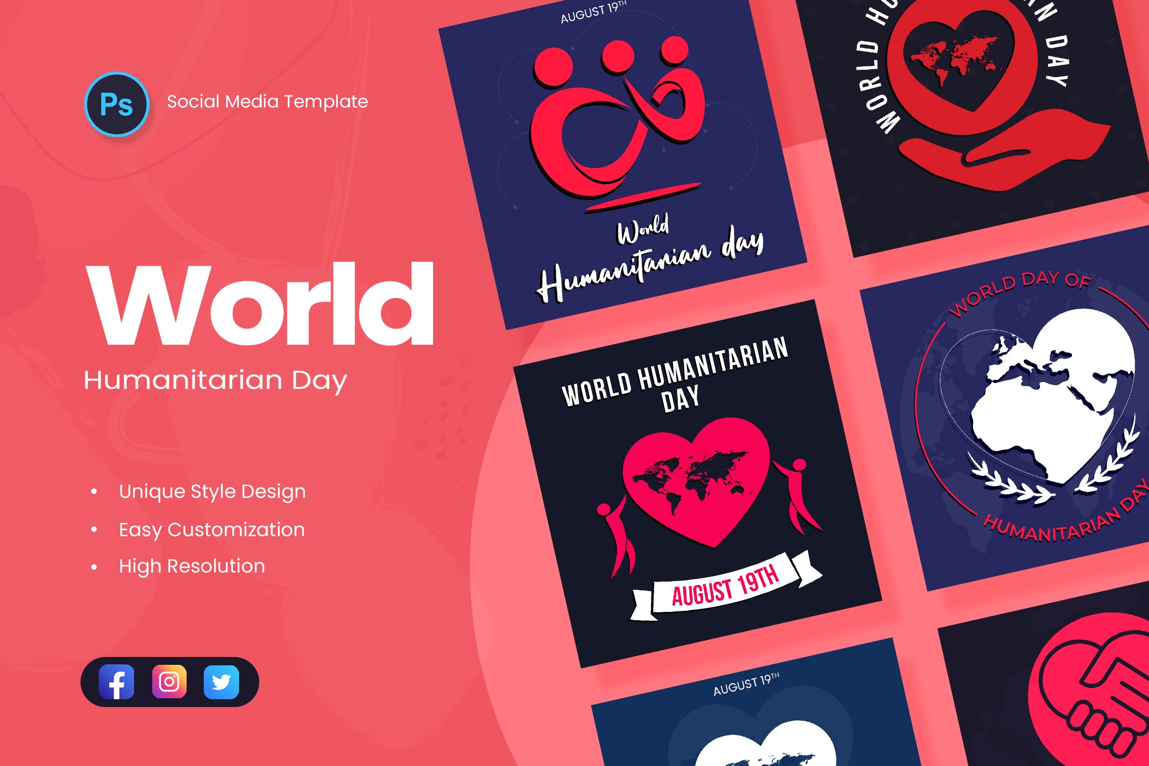 World Humanitarian Day Social Media Template